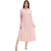 imageWiWi Nightgowns for Women Soft Sleepwear Long Sleeve Nightshirts Pajamas Gown Viscose from Bamboo Pjs SXXLBcream Pink