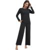 imageWiWi Pajama Set for Women Viscose from Bamboo Long Sleeve Top with Pants Soft Sleepwear 2 Piece Pjs Sets Loungewear SXXLBlack