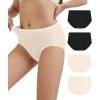 imageWiWi Womens Modal Briefs Mid Waist Brief Breathable Seamless Underwear Full Coverage Ladies Panties 4 Pack SXXLBlackBeige4 Pack