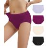 imageWiWi Womens Modal Briefs Mid Waist Brief Breathable Seamless Underwear Full Coverage Ladies Panties 4 Pack SXXLBlackBeigePurple RedPurple