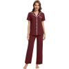 imageWiWi Womens Pajama Set Button Down Sleepwear Soft Bamboo Viscose Loungewear with Pockets 2 Piece PJ Sleepwear SXXLAbrownish Red