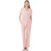 imageWiWi Womens Pajama Set Button Down Sleepwear Soft Bamboo Viscose Loungewear with Pockets 2 Piece PJ Sleepwear SXXLAcream Pink