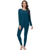 imageWiWi Womens Pajamas Leggings Lounge Set Viscose from Bamboo Sleepwear Long Sleeve Top and Pants Lightweight Pjs SXXLPeacock Blue