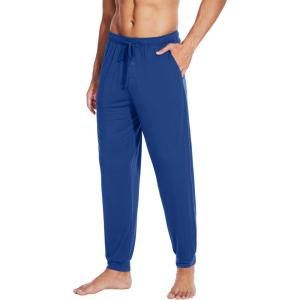 imageWiWi Mens Bamboo Viscose Pajama Jogger Pants 1 or 2 Pack Open Fly Lounge Bottoms Sleep Long Pj Joggers Sweatpant SXXLAblue Depth