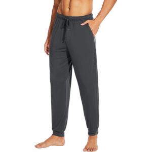 imageWiWi Mens Bamboo Viscose Pajama Jogger Pants 1 or 2 Pack Open Fly Lounge Bottoms Sleep Long Pj Joggers Sweatpant SXXLAcharcoal
