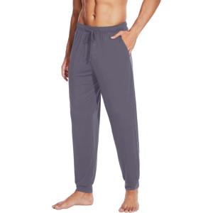 imageWiWi Mens Bamboo Viscose Pajama Jogger Pants 1 or 2 Pack Open Fly Lounge Bottoms Sleep Long Pj Joggers Sweatpant SXXLApurplish Grey