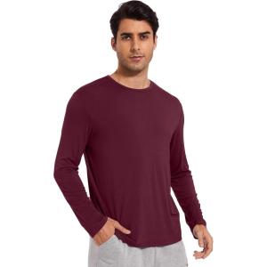 imageWiWi Viscose from Bamboo Mens Long Sleeve Tees Sun Protection Athletic Crew Neck Shirts for Pajamas SXXLAbrownish Red