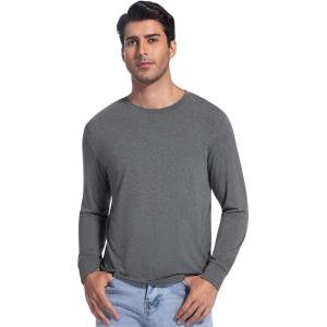 imageWiWi Viscose from Bamboo Mens Long Sleeve Tees Sun Protection Athletic Crew Neck Shirts for Pajamas SXXLBdark Heather Grey