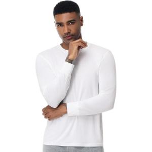 imageWiWi Viscose from Bamboo Mens Long Sleeve Tees Sun Protection Athletic Crew Neck Shirts for Pajamas SXXLBraw White