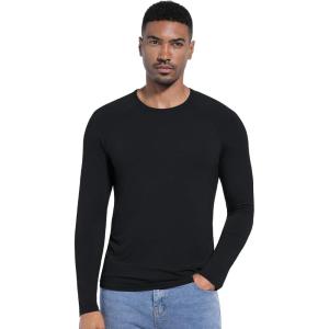 imageWiWi Viscose from Bamboo Mens Long Sleeve Tees Sun Protection Athletic Crew Neck Shirts for Pajamas SXXLCblack
