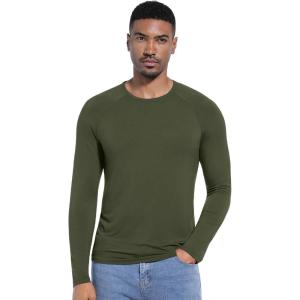 imageWiWi Viscose from Bamboo Mens Long Sleeve Tees Sun Protection Athletic Crew Neck Shirts for Pajamas SXXLCdark Fence Green