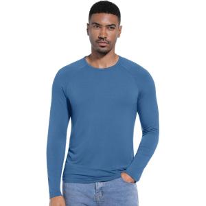 imageWiWi Viscose from Bamboo Mens Long Sleeve Tees Sun Protection Athletic Crew Neck Shirts for Pajamas SXXLCprussian Blue