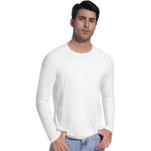 imageWiWi Viscose from Bamboo Mens Long Sleeve Tees Sun Protection Athletic Crew Neck Shirts for Pajamas SXXLCraw White