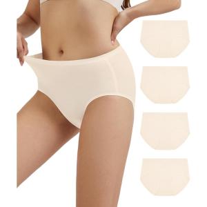 imageWiWi Womens Modal Briefs Mid Waist Brief Breathable Seamless Underwear Full Coverage Ladies Panties 4 Pack SXXLBeige4 Pack