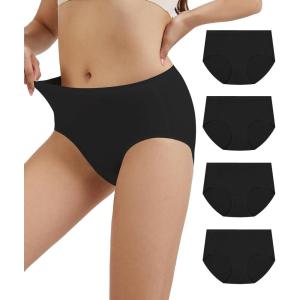 imageWiWi Womens Modal Briefs Mid Waist Brief Breathable Seamless Underwear Full Coverage Ladies Panties 4 Pack SXXLBlack4 Pack