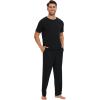 imageWiWi Mens Pajamas Set Viscose from Bamboo Sleepwear Casual Soft Sleep Sets with Pockets Short Sleeve Loungewear SXXLAblack