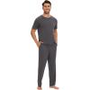 imageWiWi Mens Pajamas Set Viscose from Bamboo Sleepwear Casual Soft Sleep Sets with Pockets Short Sleeve Loungewear SXXLAdark Grey