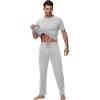 imageWiWi Mens Pajamas Set Viscose from Bamboo Sleepwear Casual Soft Sleep Sets with Pockets Short Sleeve Loungewear SXXLAlight Heather Grey
