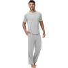 imageWiWi Mens Pajamas Set Viscose from Bamboo Sleepwear Casual Soft Sleep Sets with Pockets Short Sleeve Loungewear SXXLAlight Heather Grey
