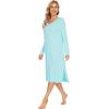 imageWiWi Viscose from Bamboo Nightgowns for Women Long Sleeve Nightgown Soft Pajamas Warm Pj Dress SXXLAaqua