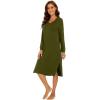 imageWiWi Viscose from Bamboo Nightgowns for Women Long Sleeve Nightgown Soft Pajamas Warm Pj Dress SXXLAarmy Green