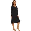 imageWiWi Viscose from Bamboo Nightgowns for Women Long Sleeve Nightgown Soft Pajamas Warm Pj Dress SXXLAblack