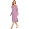 imageWiWi Viscose from Bamboo Nightgowns for Women Long Sleeve Nightgown Soft Pajamas Warm Pj Dress SXXLAdusty Rose