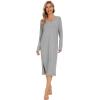 imageWiWi Viscose from Bamboo Nightgowns for Women Long Sleeve Nightgown Soft Pajamas Warm Pj Dress SXXLAheather Grey