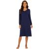 imageWiWi Viscose from Bamboo Nightgowns for Women Long Sleeve Nightgown Soft Pajamas Warm Pj Dress SXXLAnavy