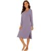 imageWiWi Viscose from Bamboo Nightgowns for Women Long Sleeve Nightgown Soft Pajamas Warm Pj Dress SXXLAviolet