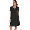 imageWiWi Viscose from Bamboo Nightgowns for Women Short Sleeve Pajama Dress Vneck Summer Night Shirts SXXLAblack