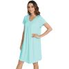imageWiWi Viscose from Bamboo Nightgowns for Women Short Sleeve Pajama Dress Vneck Summer Night Shirts SXXLBaqua