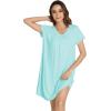 imageWiWi Viscose from Bamboo Nightgowns for Women Short Sleeve Pajama Dress Vneck Summer Night Shirts SXXLBaqua