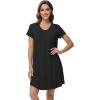 imageWiWi Viscose from Bamboo Nightgowns for Women Short Sleeve Pajama Dress Vneck Summer Night Shirts SXXLBblack
