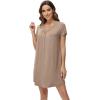 imageWiWi Viscose from Bamboo Nightgowns for Women Short Sleeve Pajama Dress Vneck Summer Night Shirts SXXLBcamel