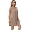 imageWiWi Viscose from Bamboo Nightgowns for Women Short Sleeve Pajama Dress Vneck Summer Night Shirts SXXLBcamel