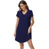 imageWiWi Viscose from Bamboo Nightgowns for Women Short Sleeve Pajama Dress Vneck Summer Night Shirts SXXLBnavy