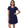 imageWiWi Viscose from Bamboo Nightgowns for Women Short Sleeve Pajama Dress Vneck Summer Night Shirts SXXLBnavy