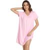 imageWiWi Viscose from Bamboo Nightgowns for Women Short Sleeve Pajama Dress Vneck Summer Night Shirts SXXLBpink