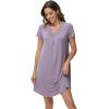 imageWiWi Viscose from Bamboo Nightgowns for Women Short Sleeve Pajama Dress Vneck Summer Night Shirts SXXLBviolet