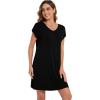 imageWiWi Viscose from Bamboo Nightgowns for Women Short Sleeve Pajama Dress Vneck Summer Night Shirts SXXLDblack