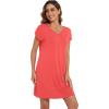 imageWiWi Viscose from Bamboo Nightgowns for Women Short Sleeve Pajama Dress Vneck Summer Night Shirts SXXLDcoral