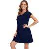imageWiWi Viscose from Bamboo Nightgowns for Women Short Sleeve Pajama Dress Vneck Summer Night Shirts SXXLDnavy