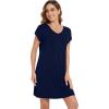 imageWiWi Viscose from Bamboo Nightgowns for Women Short Sleeve Pajama Dress Vneck Summer Night Shirts SXXLDnavy