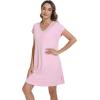 imageWiWi Viscose from Bamboo Nightgowns for Women Short Sleeve Pajama Dress Vneck Summer Night Shirts SXXLDpink