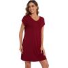 imageWiWi Viscose from Bamboo Nightgowns for Women Short Sleeve Pajama Dress Vneck Summer Night Shirts SXXLDwine