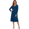 imageWiWi Viscose from Bamboo Nightgowns for Women Long Sleeve Nightgown Soft Pajamas Warm Pj Dress SXXLBink Blue