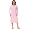imageWiWi Viscose from Bamboo Nightgowns for Women Long Sleeve Nightgown Soft Pajamas Warm Pj Dress SXXLBpink