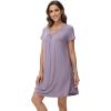 imageWiWi Viscose from Bamboo Nightgowns for Women Short Sleeve Pajama Dress Vneck Summer Night Shirts SXXLBviolet