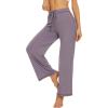 imageWiWi Pajamas Pants for Women Wide Leg Long Bottoms Bamboo Viscose Casual Loose Sweatpants High Waist Joggers SXXLAviolet